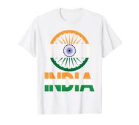 India Ashoka Chakra Tricolor Indian Flag Value Graphic T-Shirt, Men, White, L