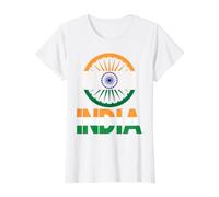 India Ashoka Chakra Tricolor Indian Flag Value Graphic T-Shirt, Women, White, S