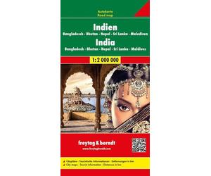 India - Bangladesh Bhutan Nepal Sri Lanka The Maldives by Freytag-Berndt Folded
