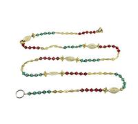 India Bazaar Red/Green Crystal and Golden Tear Drop/Flower- Beaded Chain/Garland/Ladi/Toran/Door-Wall Hanging -4'9”