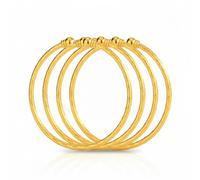 India Brass 4pcs Openable Bangle Women's Two-ToneTextured Bangle Bracelet, Bracelet Arab Ethiopian Bangle Gold Color (Gold)