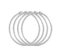 India Brass 4pcs Openable Bangle Women's Two-ToneTextured Bangle Bracelet, Bracelet Arab Ethiopian Bangle Gold Color (Silver)