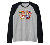 India Chile Flag Indian Roots Chilean Indian Heritage Raglan Baseball Tee