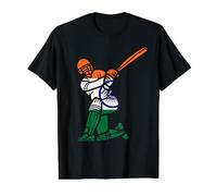 India Cricket Batsman Tricolor Silhouette Design Value Graphic T-Shirt, Men, Black, XL