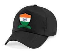 India Cricket Embroidered Baseball Cap International Cricket Sport Your Country Embroidery (Black)