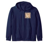 India Cricket Vintage Stamp Retro Sports Postage Zip Hoodie