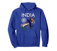 India Cricket with Indian Flag Brush Stroke Ashoka Chakra Pullover Hoodie