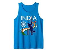 India Cricket with Indian Flag Brush Stroke Ashoka Chakra Tank Top