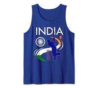 India Cricket with Indian Flag Brush Stroke Ashoka Chakra Tank Top