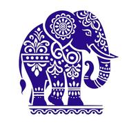 India Elephant Perfection Vinyl Art Sticker 54.6x56.4cm Removable Without Leaving Glue DarkBlue