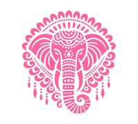 India Elephant Silhouetted Power Vinyl Wall Decals 54.6x60.2cm Removable Without Leaving Glue Pink