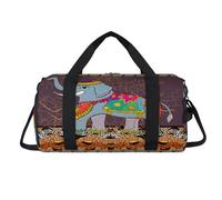 India Ethnic Elephant Sport Duffel Bag with Shoes Compartment Elephant Overnight Weekender Bags Travel Gym Luggage Organizer for Women Men Kids Girls Boys