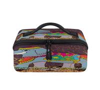 India Ethnic Elephant Travel Makeup Bag Portable Elephant Waterproof Pouch Open Flat Toiletry Bags Toiletries Cosmetics Traveling Organizer for Women Men