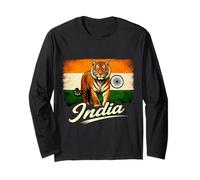 India Flag Tiger Proud Indian Bengal Tiger Long Sleeve T-Shirt