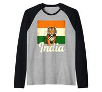 India Flag Tiger Proud Indian Bengal Tiger Raglan Baseball Tee