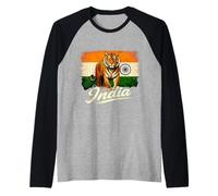 India Flag Tiger Proud Indian Bengal Tiger Raglan Baseball Tee