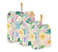 India flower Beauty Flowers 3pcs Travel Packing Storage Bags Reusable Organizer Closet Storage Clothing Storage Bags Bedding Storage
