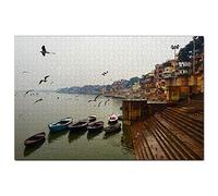 India Ganges River Varanasi Jigsaw Puzzle for Adults 100 Piece Travel Gift Souvenir 45,5x35,5CM