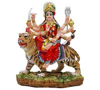 India Goddess Durga Idol Figurine - 5.8”H Hindu Idols Durga on Tiger Statue for Home Office Temple Mandir Altar Shrine Pooja Item Diwali Gifts