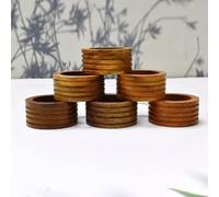 India House Handcrafted Wooden Carved Napkin Ring Everyday Use Decorative 1.5" Napkin Holders Set of 6 Perfect for Table Decor, Dinner Party, Dining Parties, Tabletop, Table Decoration