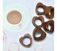 India House Handcrafted Wooden Heart Shape Napkin Ring Everyday Use Decorative 1.5" Napkin Holders Set of 6 Perfect for Table Decor, Dinner Party, Dining Parties, Tabletop, Table Decoration