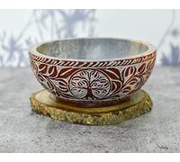 India House Soapstone Smudge Bowl for Scrying - 5”x 2” - Incense Burner, Wiccan Rituals, Divination (Design 1)