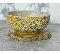 India House Soapstone Smudge Bowl for Scrying - 5”x 2” - Incense Burner, Wiccan Rituals, Divination (Design 3)