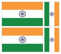 India, Indian Flag Vinyl Stickers,4 Pack, Multi-Colour, 100mm x 60mm and 60mm x 36mm, Waterproof Car Van Laptop Decals