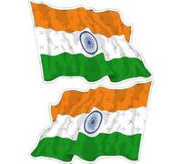 INDIA Indian Waving Flag ASIA 3" (75mm) Vinyl Bumper Stickers, Decals x2