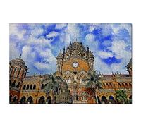 India Jigsaw Puzzle 100 Piece India Chhatrapati Shivaji Terminus Mumbai Puzzle Game Artwork Travel Souvenir 45.5x35.5CM
