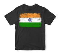 India Kids T Shirt Football Supporters Indian Boys Girls Tee, 3-4 Years, Black