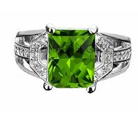 INDIA MADE 10.00 Carat Certified Natural Green Peridot Gemstone Brass Finger Adjustable Ring/Anguthi For Men And Women-B0CKN8B6FT