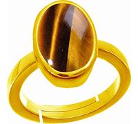 INDIA MADE 10.00 Ratti Natural Earth Mined Tiger Eye/Tiger Stone/Tiger'S Eye Natural Certified Tiger Eye Ring Gold Plated Chitti Stone For Men And Women by Lab - Certified-B0DF2GFT3Q