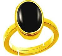 INDIA MADE 10.25 Ratti 9.00 Carat Certified Original Black Sulemani Hakik Gemstone Gold Plated Adjustable Ring for Men or Women Ring Size 16 to 24-B0BVHNWN13