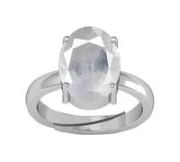 INDIA MADE 10.25 Ratti 9.00 Carat White Sapphire Silver Plated Ring Lab Certified Loose Gemstone Certified Safe Pukhraj Adjaistaible Ring - B0CXM51R8F