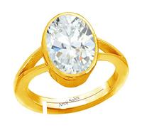 INDIA MADE 11.00 Ratti Natural Certified White Cubic Zircon/Cubic Diamond Gemstone Gold Plated Adjustable Ring For Men'S And Women'S-B08PZDM5KB