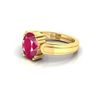 INDIA MADE 11.00 Ratti Natural Ruby Manik Loose Gemstone Gold Plated Birthstone Astrology Rashi Ratan Adjustable Ring for Men & Women-12655, Silver, Created Sapphire, Silver, Created Sapphire