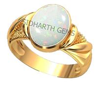INDIA MADE 11.25 Ratti / 10.00 Crt Natural Certified Aa++ Quality Australian White Opal Astrological Purpose Loose Gemstone Panchdhatu Gold Plated Ring-B0CF29B161