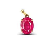 INDIA MADE 11.25 Ratti 10.55 Carat Quality Burma Ruby Manic Gemstone Pendant for Men and Women - 4519, Silver, Artificial Sapphire