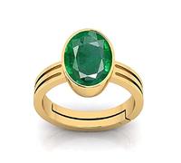 INDIA MADE 11.25 Ratti / 10.55 Carat Natural Emerald Colombian Unheated Untreated Panna Panchdhatu Adjustable Rashi Ratan Gold Plating Ring for Astrological Purposes Men and Women -