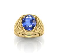 INDIA MADE 11.25 Ratti 11.00 Carat Certified Aaa++ Quality Natural Blue Sapphire Neelam Gemstone Ring Gold Plated For Men And Women'S-B0CVS99P2R