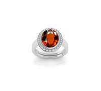 INDIA MADE 12.00 Carat Certified Quality Natural Hessonite Garnet Gomed Adjustable Silver Ring Loose Gemstone for Men and Women S-B09RPV6NTZ