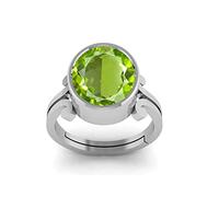 INDIA MADE 12.00 Ratti 11.25 Carat Certified Peridot Gemstone Silver Beautiful Ring Astrological Purpose Lab Certificate - B0BCFYHWNX, Silver, Artificial Sapphire, Silver, Created Sapphire