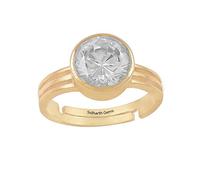 INDIA MADE 12.00 Ratti 11.50 Carat Natural White Zircon Stone Gold Plated Adjustable Astrological/Purpose Ring For Men And Women Aa+ Quality By Lab Certified-B099PV2LT2
