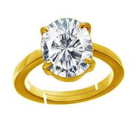 INDIA MADE 12.25 Ratti 11.00 Carat Natural White Zircon Stone Gold Plated Adjustable Astrological/Purpose Ring For Men And Women Aa+ Quality-B0C37KN22X