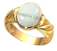 INDIA MADE 12.25 Ratti / 11.00 Crt Natural Certified Aa++ Quality Australian White Opal Astrological Purpose Loose Gemstone Panchdhatu Gold Plated Ring-B0CDQ39Z51