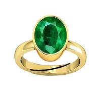 INDIA MADE 12.25 Ratti / 11.55 Carat Natural Emerald Colmbian Unheated Untreatet Panna Panchdhatu Adjustable Rashi Ratan Gold Plating Ring For Astrological Purpose Men & Women-B0DJTF1MF1