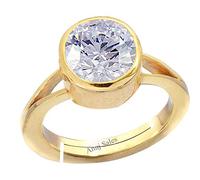 INDIA MADE 12.25 Ratti American Diamond Natural White Zircon Stone Gold Plated Adjustable Astrological Purpose Ring For Men And Women (Lab - Certified)-B08PZFK4VL