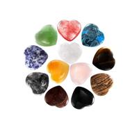 INDIA MADE 12 Pcs Heart Shaped Stones, 1 Inch Natural Heart Love Worry Stones, Chakra easing Crystal Set For Balancing Reiki easing Meditation Massage Energy Yoga And Decoration, 12 Colors-B0CJY1GYG7