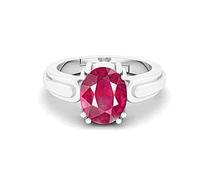 INDIA MADE 13.25 Ratti / 12.25 Carat Ruby (Manik/Manikya/Man emstone Panchdhatu White Silver Plated Ring for Astrological Purposes (Lab - Teset)-12778, Silver, Simulated Sapphire, Silver,